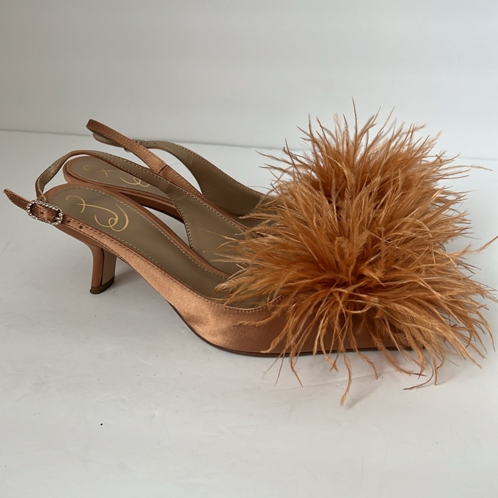 Sam Edelman Copper Feather Slingback Heels